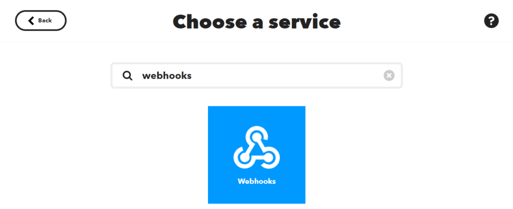 Wählen Sie Webhooks aus, dies können Sie mit einem Klick auf das blaue Symbol machen.